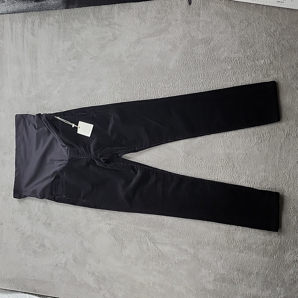 Pink Blush Maternity Pants corduroy Womens Size 29 Black Belly Panel Straight